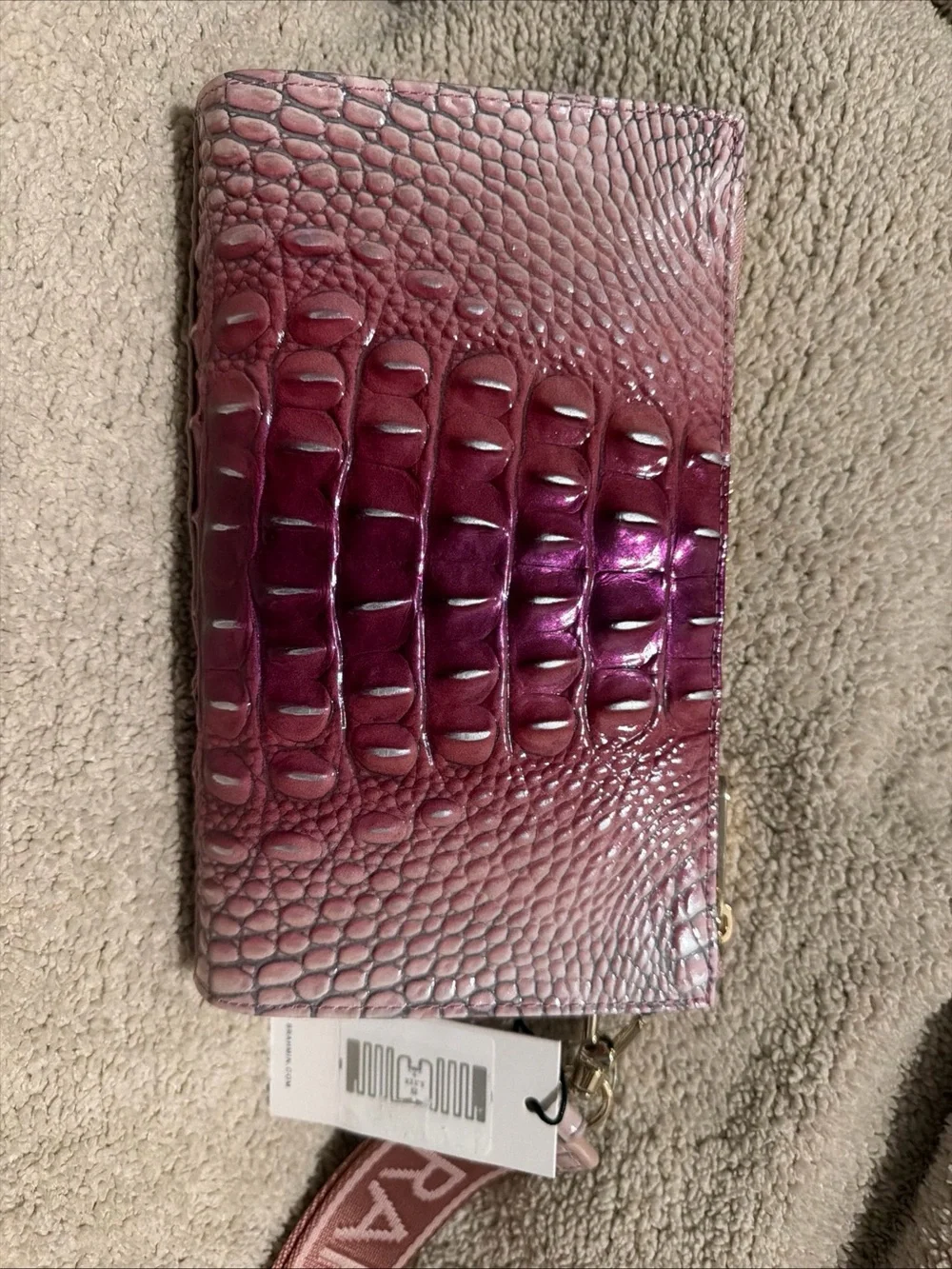 Brahmin Ombre Pink Croc-Embossed Wristlet